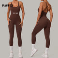 PASUXI Women's Cross Back Jumpsuit Adjustable Shoulder Strap Splicing High Stretch Sports Yoga Fitness Gym Jumpsuit