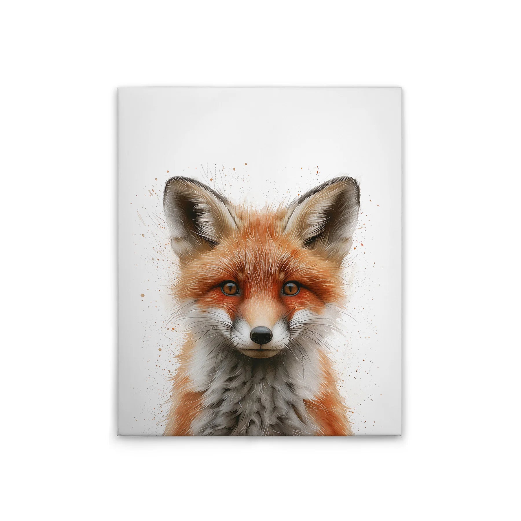 Made in Germany Modern Baby Fox Nursery Wall Mural-White Brown Wooden Stretcher Frame Canvas Picture