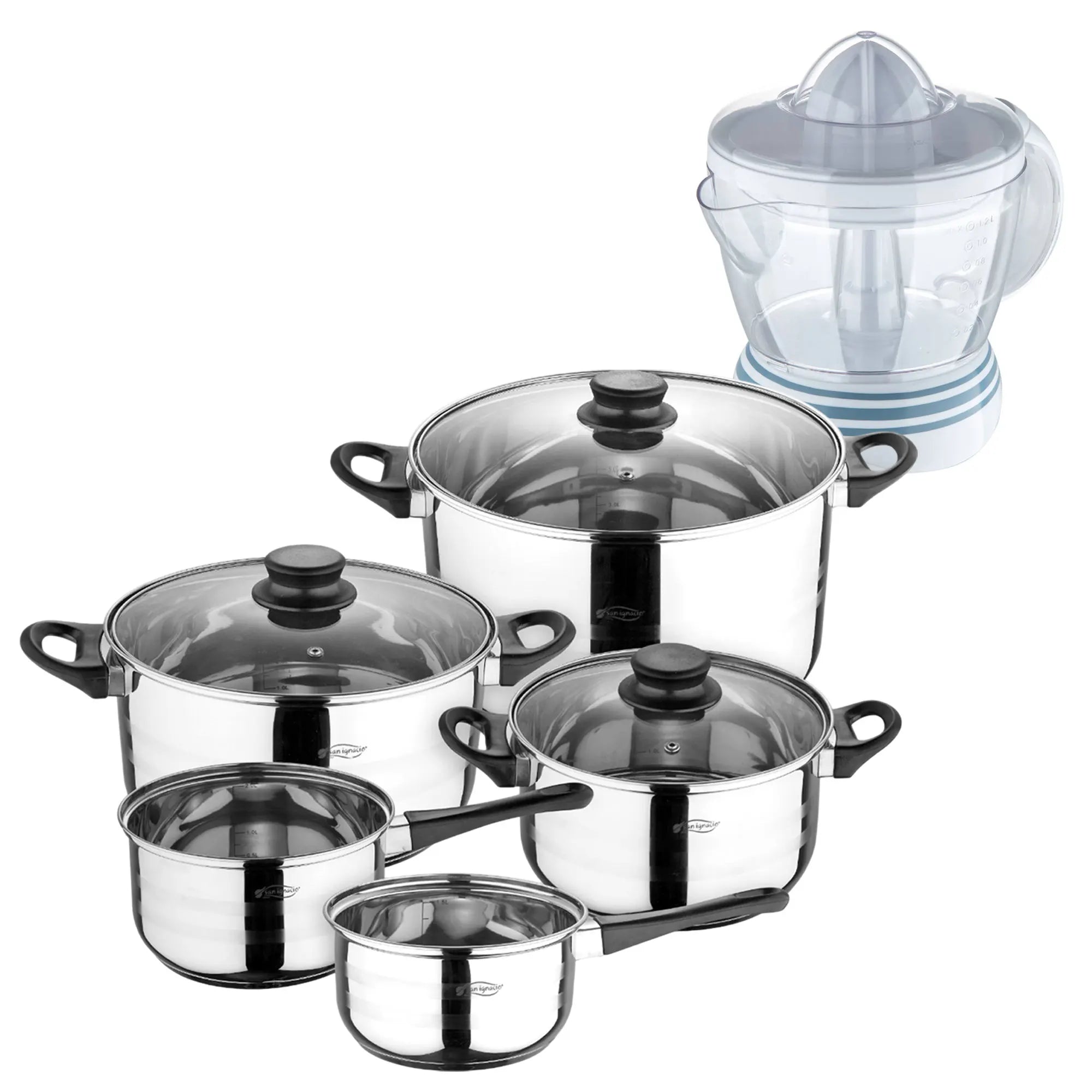 San Ignacio+ Bergner NATURALLY eight-piece cookware set - 40W juicer - 1.2 liter capacity