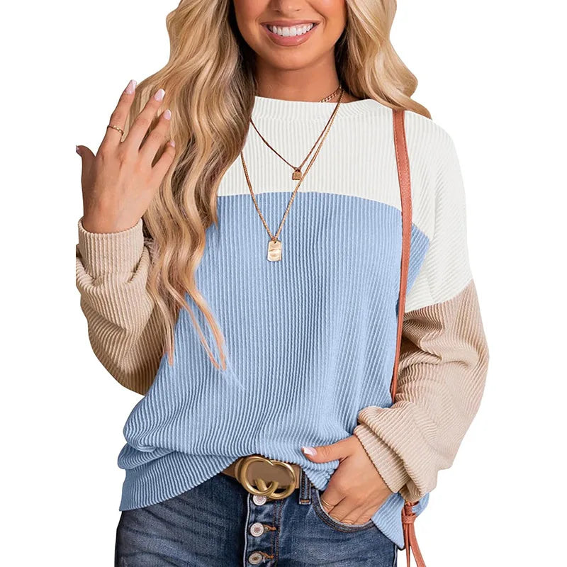 2025 Autumn/Winter New Casual Striped Multi-color Patchwork Hoodie for Women Parke Sweatshirt Parke