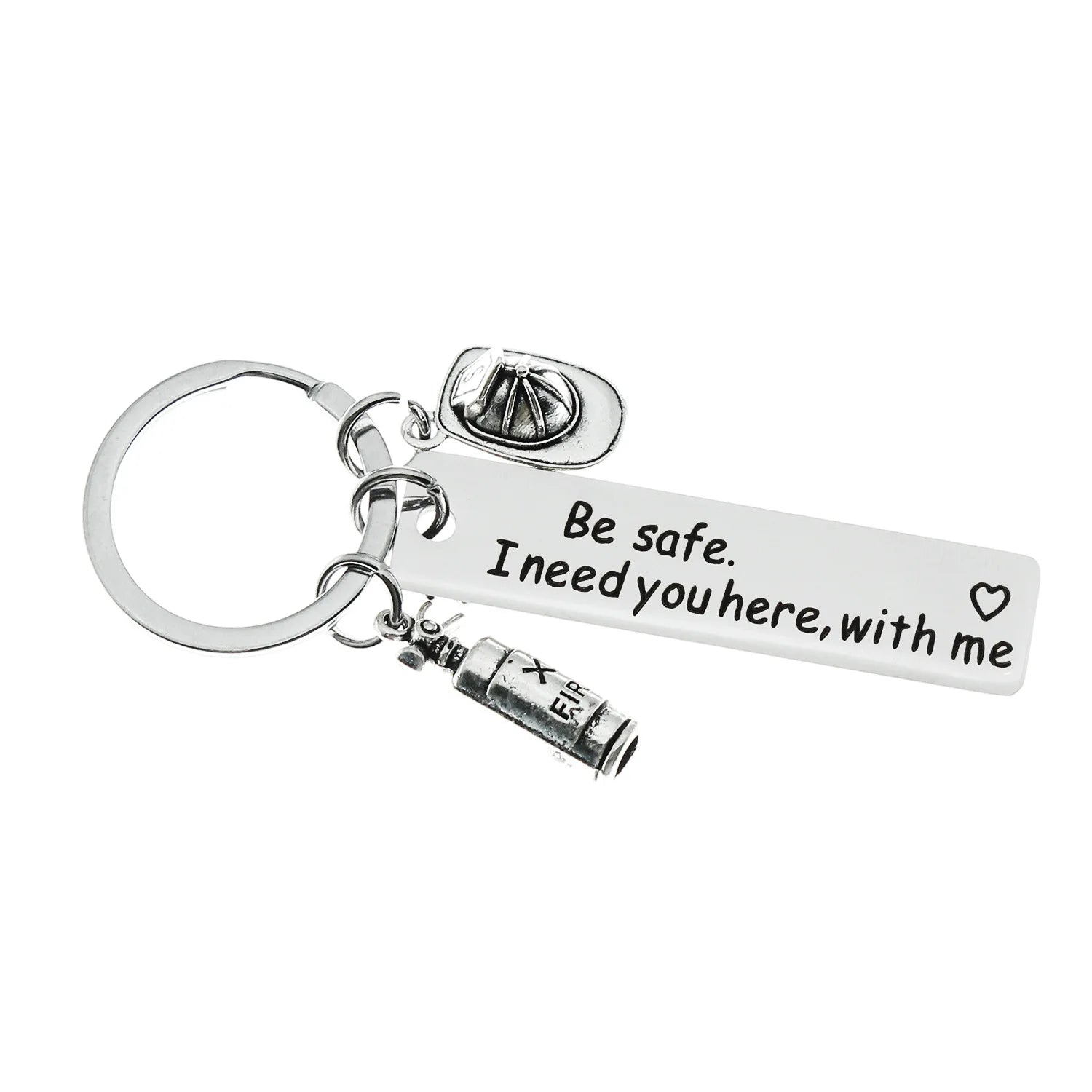 2025 Wholesale Custom Firefighter Strip Cross Border Foreign Trade Stainless Steel Keychain Firefighter Pendant Gift