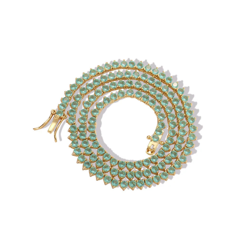 Wholesale Fashion Bling Bling Jewelry Men Hip Hop Cz Green Zircon Iced Tennis Chain Choker