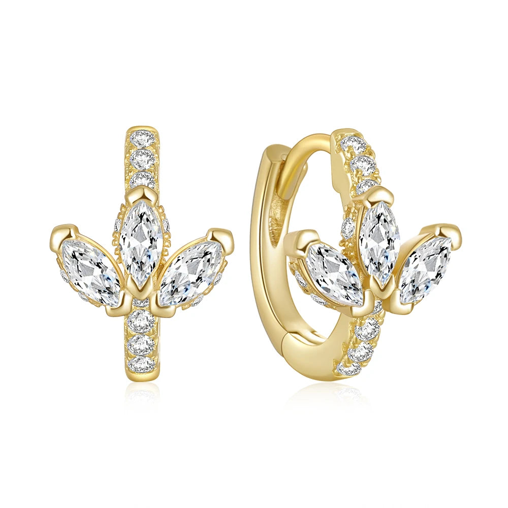 CANNER 2023 Trendy Jewelry S925 Sterling Silver Simple Personality Star Zircon Hoop Earrings Women