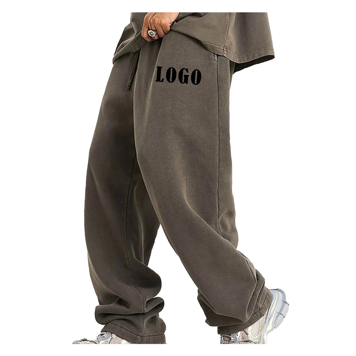 Custom Fleece Sweatpants For Men Puff Print Cotton Baggy Heavy Weight Joggers Relaxed Fit Trackpants Trousers With Drawstring