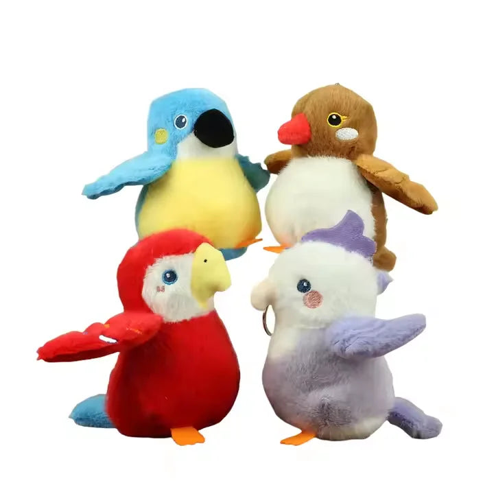 12cm Plush Penguin Keychain Stuffed Animal Toy Cute Claw Machine Doll Key Chains Chicken Parrot Penguin Bird Plush Keychain Toys