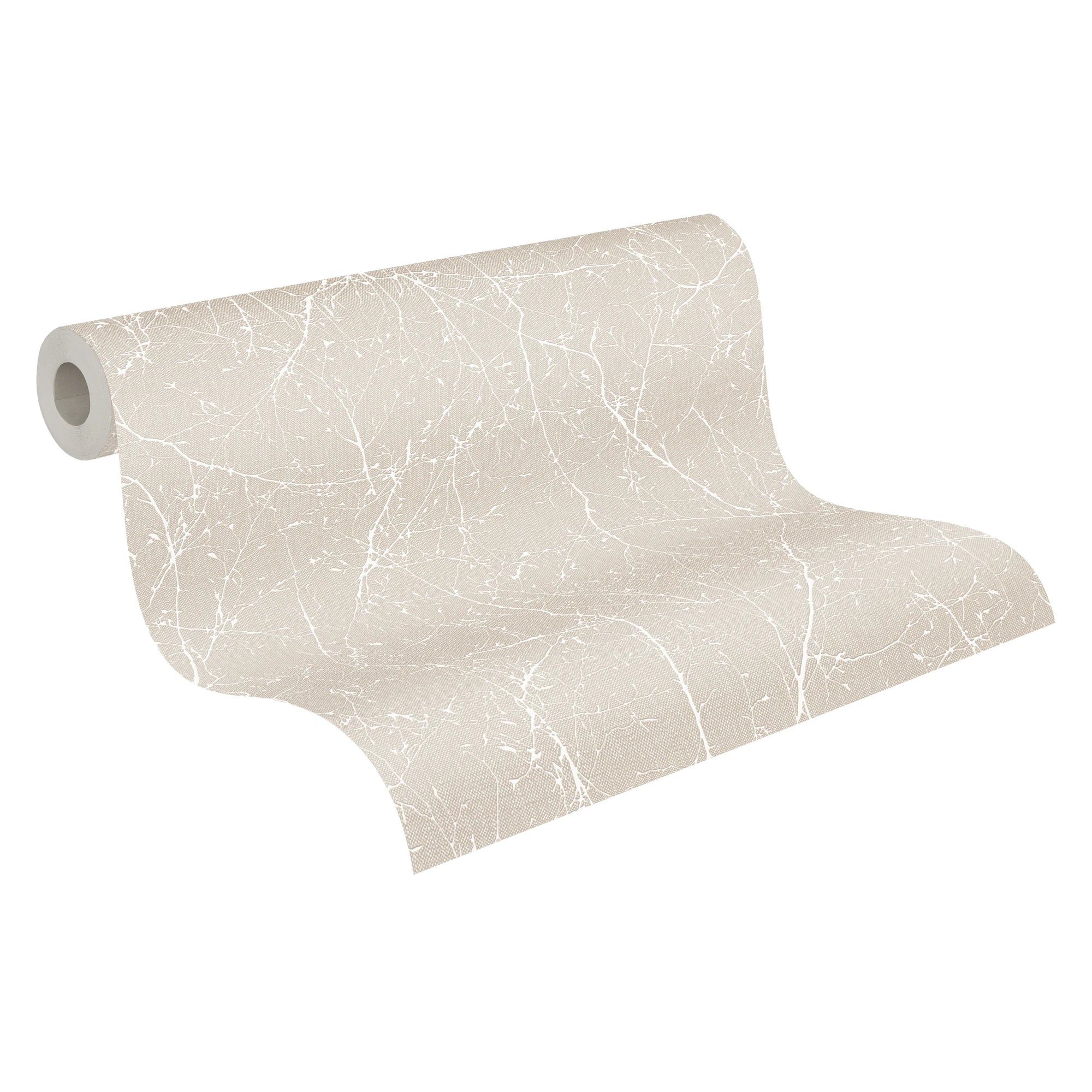 Made in Germany-Modern Bathroom Wallpaper Rolls Floral Beige Grey White-Non Woven-Country House-1005 X 053 m