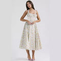Dresses Women Lady Elegant Hot-Selling Off-the-Shoulder Printed Puff Skirt Bubble Sleeve Dress for Summer Dress