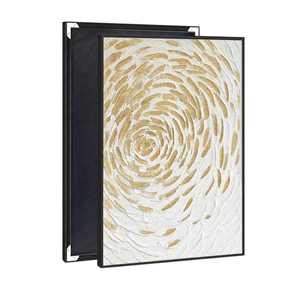 UNIART Abstract Gold Foil Oil Painting Canvas Impasto Thick Brushstroke Vertical Wall Art Murals for Hotel Interior Gallery