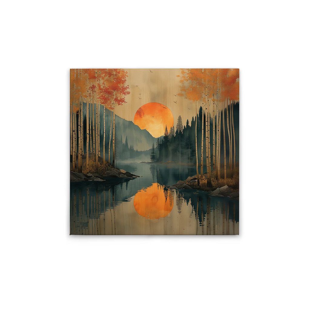 Made In Germany - Home Decor Canvas Picture Sunset - Wall Painting Mural In Beige And Blue - Canvas Picture On Stretcher Frame