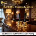 Gold Hand Bell Loud Ringing Solid Brass Call Bell With Ergonomic Wood Handle for Teacher Classroom Wedding Hotel Service