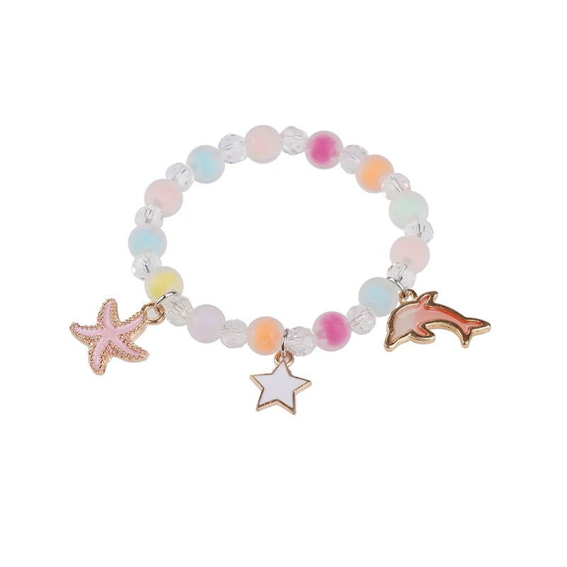 Matte Glass Beads Cartoon Moon and Star Pendants Bracelets  S592