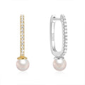 EH1575 Wholesale Fashion Jewelry 925 Sterling Silver U-shaped Pearl Diamond Zircon Gold Plated Hoop Earring Jewelry for Women