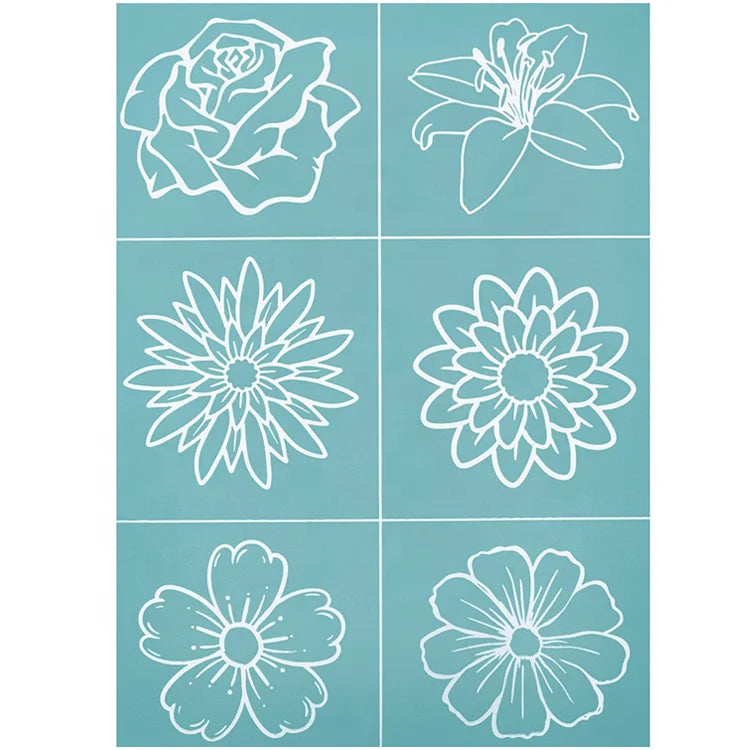 Self Adhesive Printing Stencil Flower Silk Screen Stencils for Painting on Wood Fabric T-Shirt Wall