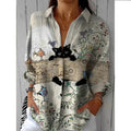 New Style 2025 Women's Long-Length Shirt Summer European & American Trend Long-Sleeve Shirt with Printed Patterns & 3D Prints