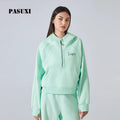 PASUXI Women's Plus Velvet Half-Zip Yoga Hoodie Warm Fleece Winter Workout Sweatshirt Loose Outdoor Sports Pullover