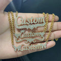 Custom 14K Solid Gold Name Plate Necklace Trendy 316l Stainless Steel with Pendant for Parties Men Women Girls