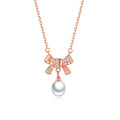 Hot Sale Silver 925 Necklace Freshwater Pearl with Bowknot Pendant Moissanite Luxury Styles for Women fashion Jewelry