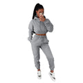 Casual Sporty Women Tracksuit 2 Piece Set Zip Hooded Crop Tops+Leggings Graphic Matching Streetwear Suit