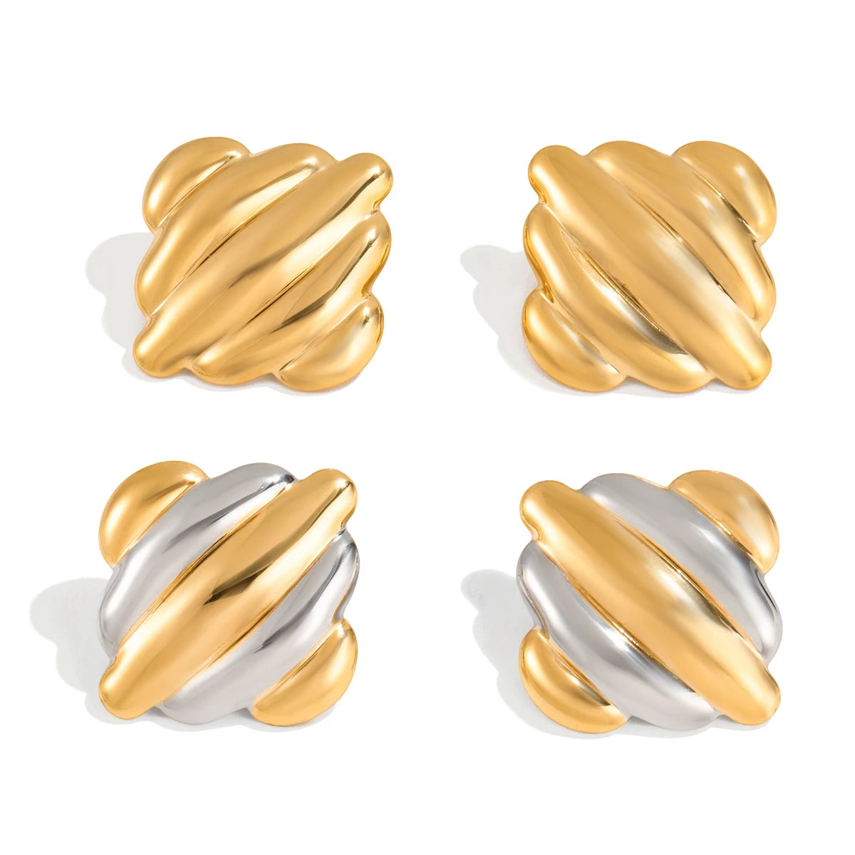 J&D Minimalist Chic Stainless Steel  Earrings 18K Gold Large Aperture Earrings Trendy Gold