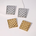 Beimai OEM Stud Earrings Exaggerated Diamond Pattern Geometric square Stainless Steel Women's Stud Earrings