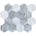 Multi-Tone Gray Marble & Silver Hexagon Peel-and-Stick Tiles Self-Adhesive Wall Covers for Industrial Space