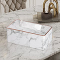 Free Sample Top Seller Luxury Tissue Box Cover Rectangular White Marble Pattern Modern Leather Paper Dispenser Holder