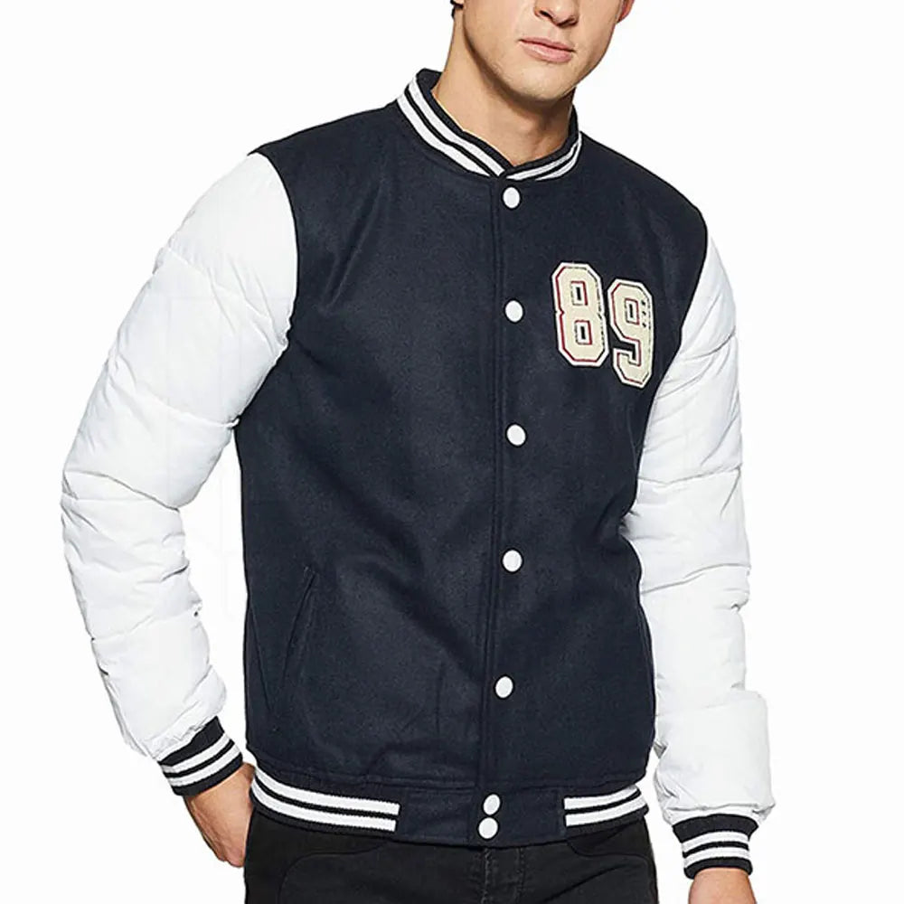 Best Price Stand Collar Long Sleeve Letterman Jacket with Custom Logo Printing New Design Winter Jacket with Front Logo Position