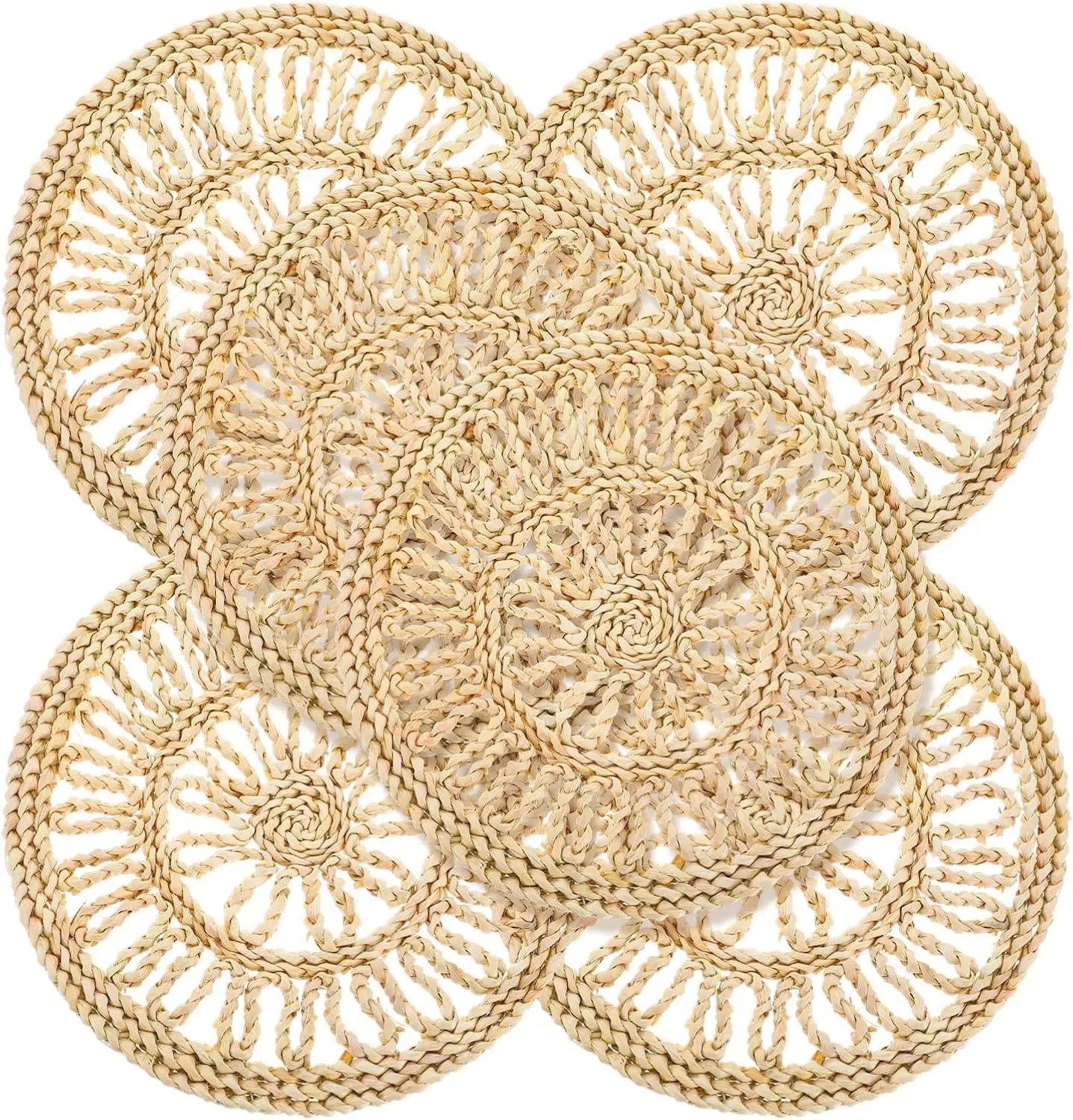 Corn Husk Placemats 11.8" Boho Wicker Rattan Woven Natural Color Eco-Friendly Tabletex Brand Farmhouse Spring Plate Chargers for