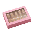 Custom Logo Handmade Press Nails Packaging Folders Embossing Matt Lamination Pink Tips Recycled Materials Custom Size Wholesale