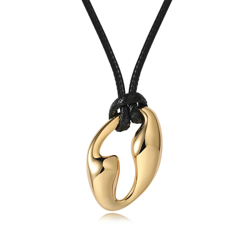 2024 New Premium Brass T Skeleton Metal Black Leather Rope Necklaces Waist Chain Jewelry Customization