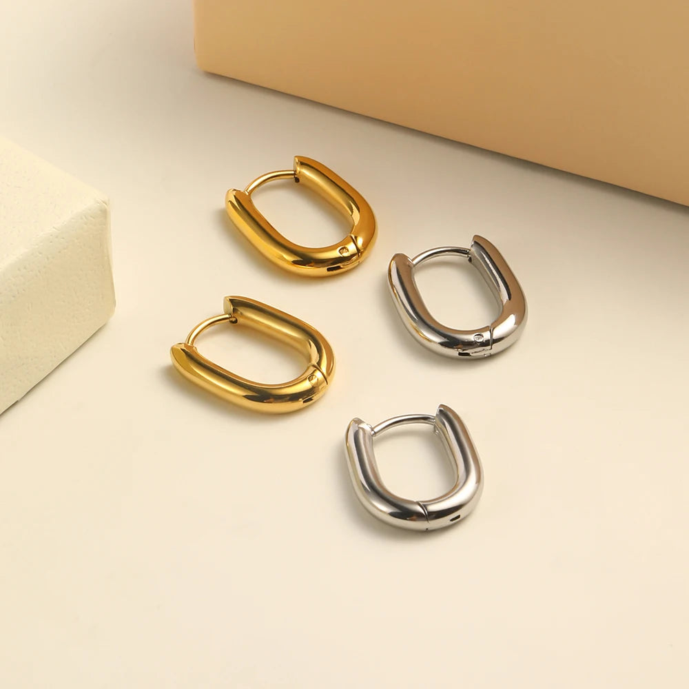 Dreamshow Dainty Fashion Hoop Earrings 18k Gold Plated 316L Stainless Steel Jewelry Boucles D'oreilles