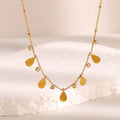 Dreamshow Water Drop Fashion Zircon Necklace 18k Gold Plated Stainless Steel Jewelry Women Waterproof Jewelry