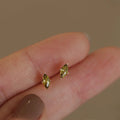 Silver Plated Olive Green Princess Cut Cubic Zircon Stud Earrings 925 Sterling Silver Party Gift