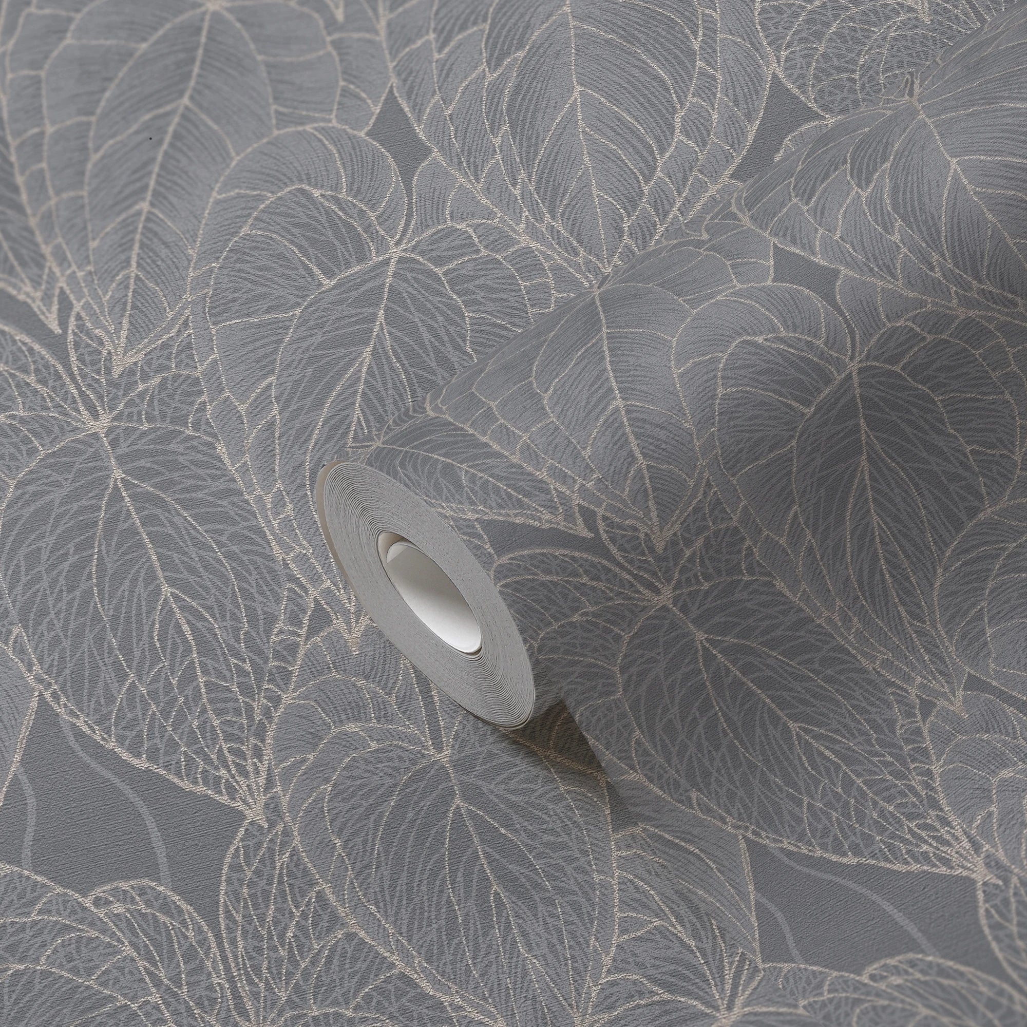 Made in Germany Modern Floral Grey Silver Metallic Non Woven Vinyl Wallpaper Rolls-10.05x0.53m for Bedroom Kitchen & Gym