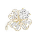 Wholesale Women Bridal Crystal Rhinestone Wedding Party Gold Brooch 4 Leaf Clover Pins