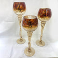 Handmade 3-Piece Cracked Plating Glass Tea Candle Stand Multi-Color & Size for Weddings & Christmas