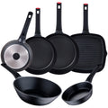 Set of 4 frying pans + Wok + San Ignacio grill pan.