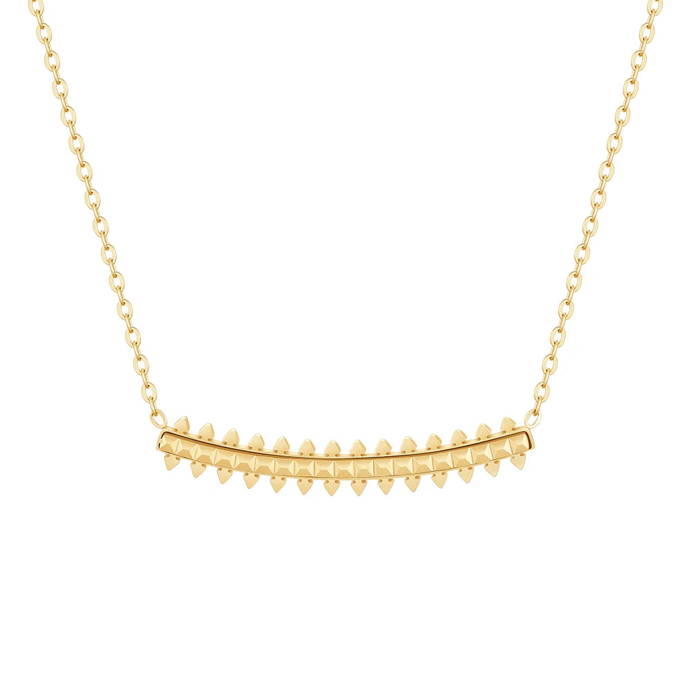 Latest 18K Gold Plated Stainless Steel Jewelry Waterproof Double Row Pointed Cone Pendent  for Women Party Necklace P243451