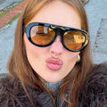Logo Custom 2025 Vintage Leopard Pilot Sun Glasses UV400 Flat Top Small Frame Y2K Sunglasses for Women