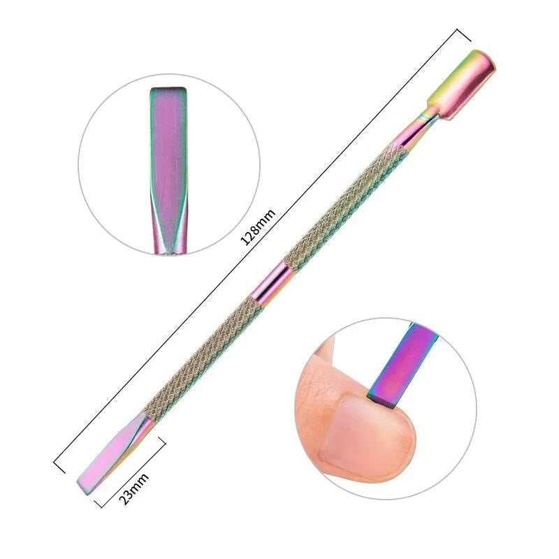 Stainless Steel Disposable Double-Use Cuticle Spoon Pusher Nail Art Files UV Polish Manicure Care Clean Tool Custom Logo