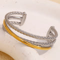 Dreamshow Mix Color Gold Silver Multilayer Crossing Cuff Bangle Anti Tarnish Jewelry Stainless Steel Bangle