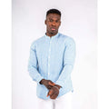 High-performance Natural Fiber Men's Blue Striped Linen Autumn Recyclable Biodegradable Breathable Shirt Button Collar Casual