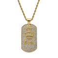 Wholesale Bling Bling Christian Heart Jewelry Hip Hop Zircon Iced Out Silver Plated Pendant Dog Tag Necklace Unisex Women