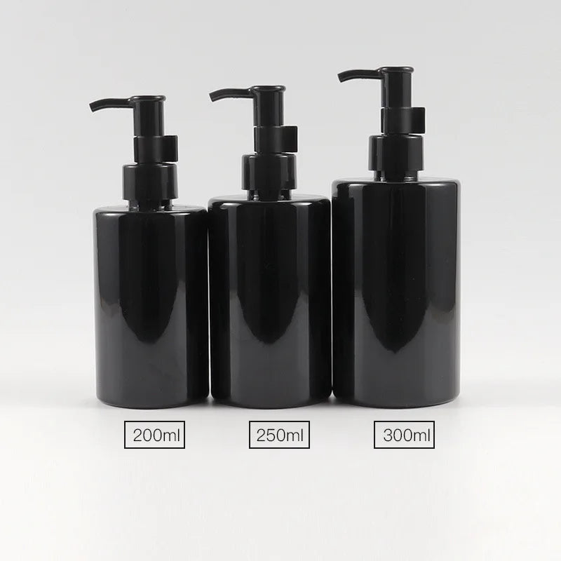 Luxury Black PET Plastic Shampoo Bottle 500ml Shower Gel Body Wash Lotion Pump Dispenser for Hair Care Cosmetic Packaging