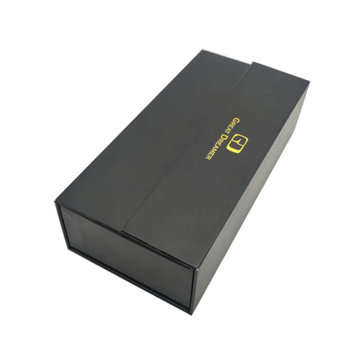 Wholesale Sunglasses Eyewear Gift Box Black Hard Cardboard with Flip Magnetic Closure Rigid Paper Box Grey Board