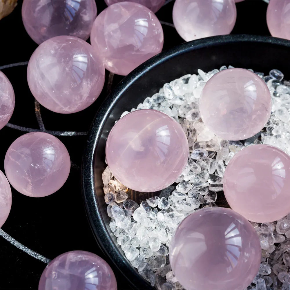 Wholesale Factory Polished Natural Gemstone Rose Quartz Star Sphere Crystal Ball with Customized Sizes for Home Decoration