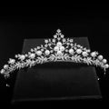 JR MOQ 2pcs Wholesale Brass Gold Finish Women's Pearl Bridal Wedding Head Crown Hair Accessories