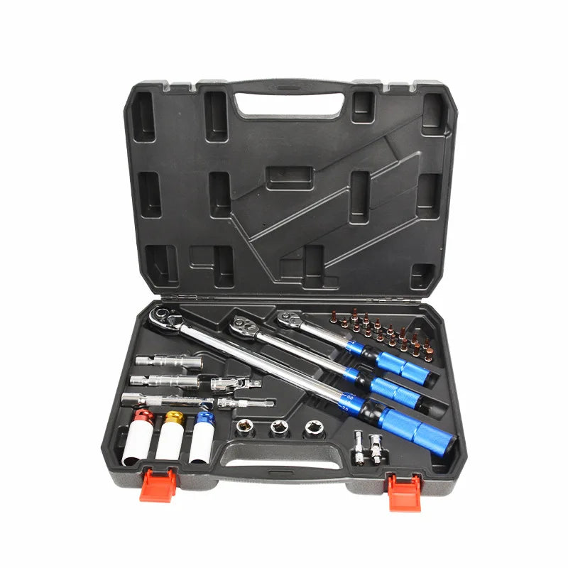 High-Precision Torque Wrench 33-Piece Set -Adjustable Ratchet-Type Preset Torque Wrench Kit for Industrial Maintenance
