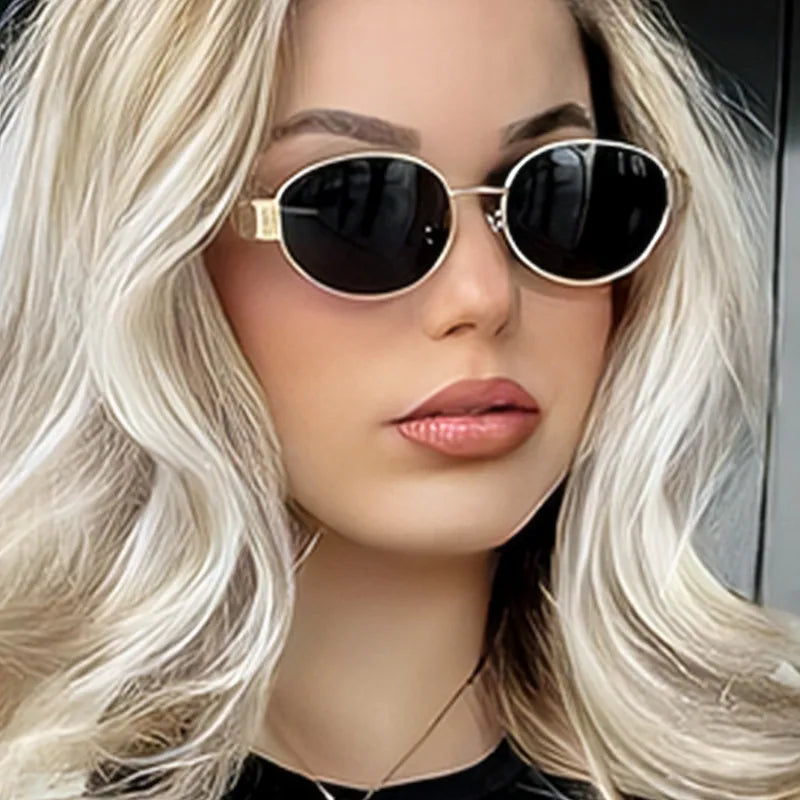 Logo Custom 2025 Retro Small Frame Round Sun Glasses UV400 Alloy Oval Sunglasses for Women Men