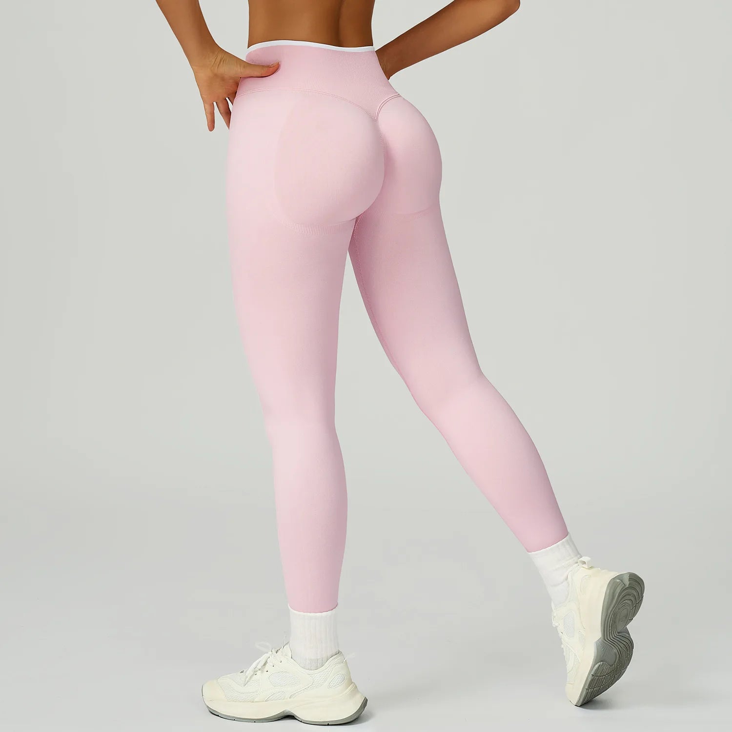 GC Fitness Yoga Pants Nylon Yoga Trousers Contrast Color Hemmed High Waist Slim Sports Running  New Seamless Leggings YG301